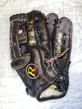 Regent Handcrafted Leather Baseball Glove Top Grain Cowhide Dark Brown Adult Siz
